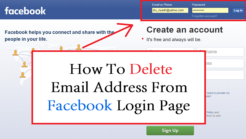 how to delete email id in facebook login page