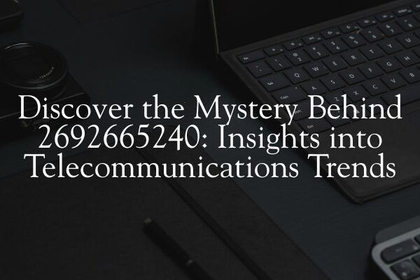 Discover the Mystery Behind 2692665240 Insights into Telecommunications Trends