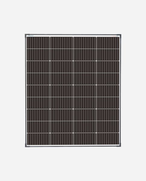 Close up of the technical labels and electrical terminals on a solar panel.