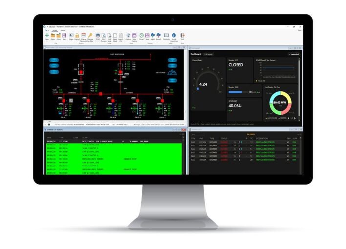 A laptop showing city meeting minutes software in a bright, modern office setting.