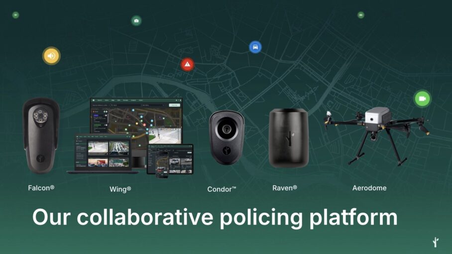 A professional drone and tablet displaying digital surveillance thermal data for monitoring.